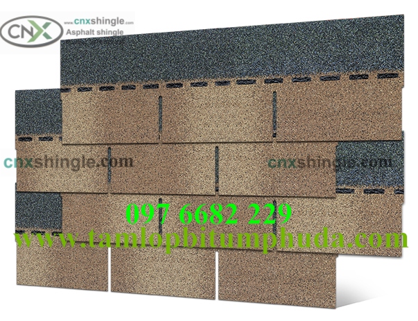 Ngói Bitum phủ đá kiểu chữ nhật màu vàng cát 3D